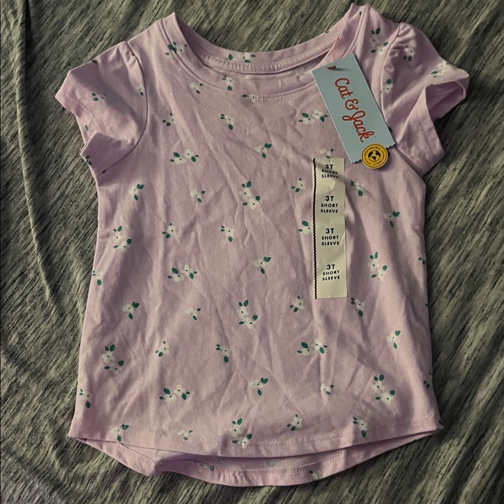 Cat & Jack Light Pink Floral Short Sleeve Tee